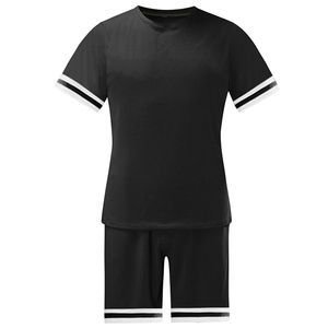 Ensemble deux pièces d'été pour homme, 100 % coton uni, sur mesure, respirant, t-shirt et short décontractés, option prix de gros - Product Image 4