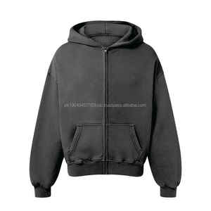 Vente en gros de sweat à capuche pour hommes, poids lourd de qualité supérieure, logo personnalisé brodé, conception zippée, impression bouffante, anti-rétrécissement, bas prix - Product Image 1