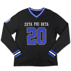 Maillot à manches longues Zeta Phi Beta noir ZPB pour femme, haut de sport, vêtement grec, style HBCU - Product Image 1