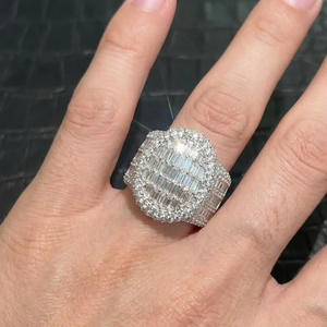 Luxury Iced Out Oval Shape VVS Moissanite Diamond <b>Ring</b> Hip Hop <b>Statement</b> <b>Ring</b> For Men 925 <b>Silver</b> Bling Fashion <b>RIng</b> - Product Image 4