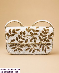 Craftstages International Handmade <b>Pearl</b> Beaded Satin Lined Multi-Function Flap Closure <b>Clutch</b> Shoulder <b>Bag</b> Women Wedding - Product Image 3