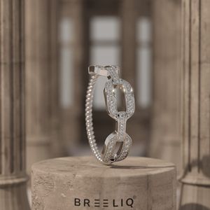 Bague en argent sterling avec diamant moissanite pour femme, design élégant en chaîne, alliance de mariage, bijoux faits à la main, luxe - Product Image 4
