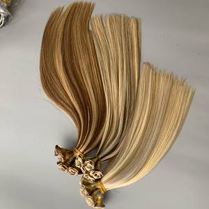 Extensiones de cabello humano Remy ruso de alta calidad, venta al por mayor, trama doble tejida a mano, tejido blanqueado y teñido - Product Image 2