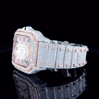 Montre à quartz analogique la plus vendue avec diamants Moissanite pour homme ou montre-bracelet de luxe Hip Hop Bling disponible à bon prix