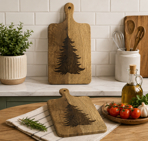 Wooden Christmas <b>Tree</b> Engraved Chopping Board Easy To Grip Handle Household Combined Cutting Board for Kitchen and <b>Tabletop</b> - Product Image 6