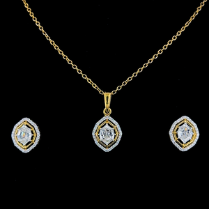 Collar con Colgante de Diamante Hexagonal y Aretes a Juego con Diamantes Cultivados en Laboratorio, Elegante Conjunto de Joyería de Diamantes para Mujer - Product Image 1