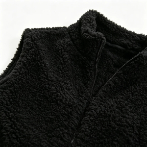 Gilet en fausse fourrure noire pour homme, fermeture éclair, col montant, sans manches, veste ODM imperméable, gilet chaud d'automne - Product Image 5