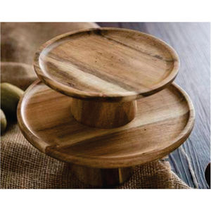 Support à gâteau rond en bois d'acacia écologique à 2 niveaux, organisateur de placard rustique, présentoir à cupcakes, piédestal pour mariage et fête - Product Image 2