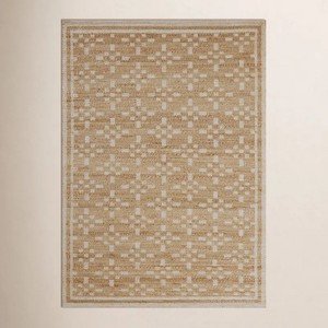 Tapis en jute tressé naturel fait main, couleur unie, pour intérieur et extérieur, en raphia et paille, style uni, techniques artisanales, pour la maison - Product Image 1