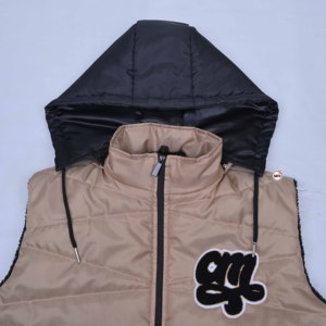 <span class=keywords><strong>Gilet</strong></span> Imbottito in Lana con Cappuccio per <span class=keywords><strong>Uomo</strong></span>, Logo Ricamato 3D, Antivento, Traspirante, Senza Maniche, Chiusura Frontale con Zip, Casual, <span class=keywords><strong>Beige</strong></span> - Product Image 3