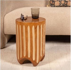 Mesa de Centro de Madera de Teca Maciza Tallada a Mano, Muebles Rústicos para Salón, Venta al Por Mayor - Product Image 3