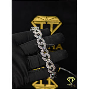 Bracelet cubain en moissanite serti de diamants, fermoir personnalisé, bijoux hip-hop pour hommes avec finition brillante de qualité supérieure par Trisha Jewels - Product Image 6