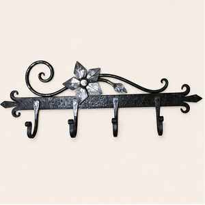 Perchero de pared decorativo de hierro forjado hecho a mano, estilo vintage rústico, para llaves y abrigos, para entrada o cocina. - Product Image 3