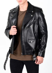 Chaqueta de Motociclista de Cuero Genuino para Hombre, Abrigo de Piel de Vaca con Cremallera en las Mangas y Bolsillos con Cremallera, Ropa de Invierno - Product Image 1