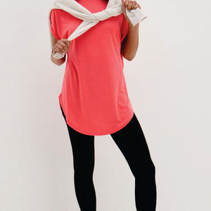 Camiseta de Manga Corta para Mujer, Ecológica, 100% Algodón Orgánico, Lisa, de Corte Largo, Secado Rápido y Transpirable, Informal de Verano - Product Image 6