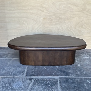 Mesa de Centro de Madera Maciza, Mesa Ovalada de Madera, Estilo Wabi-Sabi, Muebles Modernos para Sala de Estar - Product Image 4