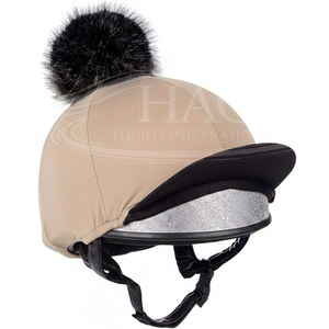 Ropa Ecuestre de Lujo, Funda para Casco de Equitación de Invierno, Pelo Sintético, Pompones, Elástica, Gorro de Competición, Seda - Product Image 5