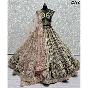Collections de velours de vêtements de mariée indiens pour la mariée avec le travail de Zarkhan par Fabzone - Product Image 2