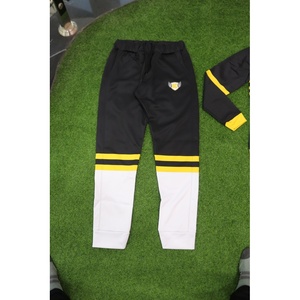 Ensemble de survêtement sportif noir et jaune personnalisé, sweat à capuche et pantalon d'entraînement entièrement zippés - Product Image 3