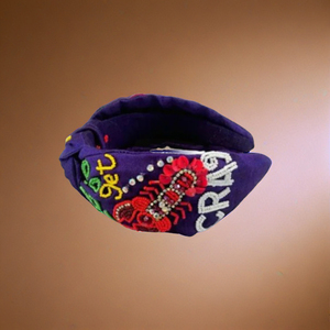 Handmade Let Get Cray Lobster Beaded <b>Headband</b> Fun Slogan Embroidered Knot Women and Girl Fashion Comfortable Soft Party Hairband - Product Image 4