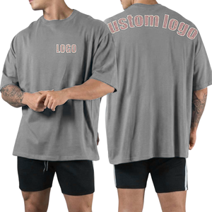 T-shirt sportif en coton épais surdimensionné, grande taille, respirant, séchage rapide, manches courtes, jersey uni pour hommes - Product Image 5