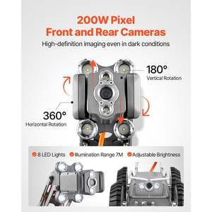 Robot de Inspección de Tuberías de Alcantarillado con Endoscopio Industrial de 394 Pies, Cámaras Delanteras/Traseras de 2MP, Tableta con Pantalla Táctil, Robot de Inspección de Tuberías IP68 - Product Image 3