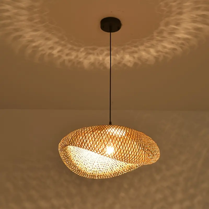 Bamboo Oval Pendant Lamp for Home Ceiling Decoration <b>Dining</b> Room and Bedroom <b>Lighting</b> - Product Image 1