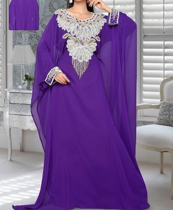 Stylish Muslim Black Color Moroccan <b>Kaftan</b> 100% Polyester Casual <b>Plus</b> <b>Size</b> Handmade Crystal Work Wedding Dubai Farasha Abhaya - Product Image 3
