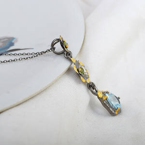 2026 New Sparkling Natural Blue Topaz Pear Cut <b>Solid</b> 925 Sterling <b>Silver</b> Designer Pendant Women's Wholesale Jewelry Manufactures - Product Image 4