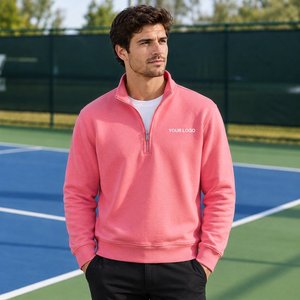 Sweat-shirt à col zippé pour homme, coupe polyvalente pour superposition, idéal pour les voyages et les tenues décontractées, vente en gros de vêtements pour hommes - Product Image 4