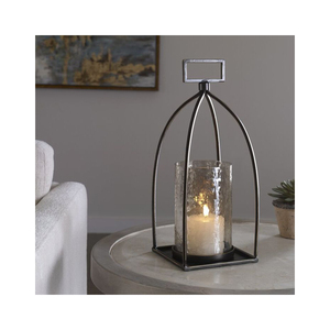 Lanterne porte-bougie en métal et verre, design élégant et moderne, lanterne suspendue pour la maison, le jardin, les mariages et les événements. - Product Image 4