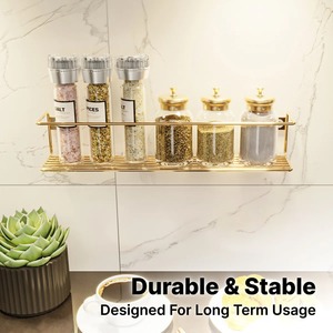 Gold Wall Mounted <b>Storage</b> <b>Rack</b> For <b>Kitchen</b> Bathroom Vanity Decor Plant Display And Home Organization Solutions From India - Product Image 3
