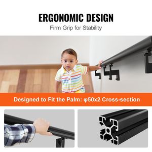 Corrimano da Parete per Interni da 3,6 m, in Lega di Alluminio Ispessita, Kit Dispositivo di Assistenza per Scale, Facile Installazione - Product Image 5