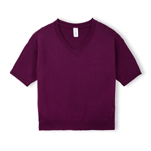 Suéter Casual de Lujo para Mujer, Color Sólido, Cuello en V, 100% Acrílico, Largo Regular, Antiarrugas, Manga Corta, Tejido de Punto - Product Image 1