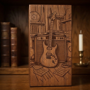 Urne funéraire en bois décorative, boîte à souvenirs personnalisée gravée, urne commémorative sur le thème de la musique pour adulte - Product Image 5