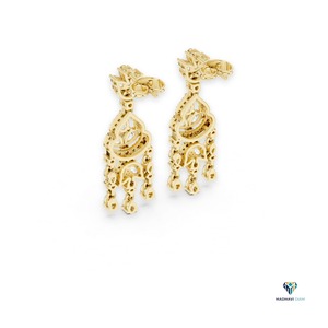 Boucles d'oreilles pendantes élégantes en or jaune 2,01 carats avec diamants de laboratoire en forme de poire, en or massif 18 carats, pour femmes - Product Image 2