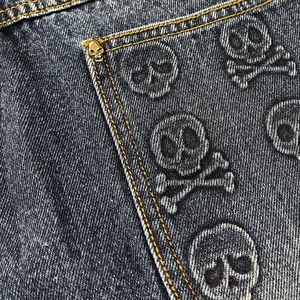 Custom Raw Hem Distressed <b>Embroidered</b> <b>Jeans</b> Shorts for <b>Men</b> Cotton Baggy Jorts Rhinestone - Product Image 3