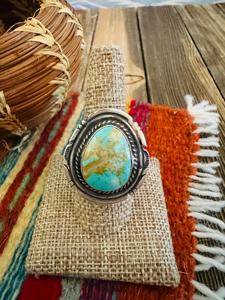 Handcrafted Turquoise <b>Adjustable</b> <b>Ring</b> Sterling Silver Southwestern Boho Statement Jewelry Artisan Gemstone Gift for Her - Product Image 1