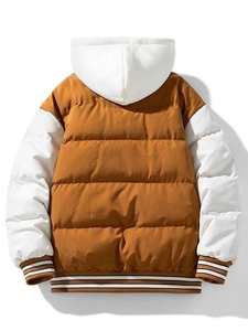 Unisex Brown White Solid <b>Waterproof</b> Quick Dry Bomber <b>Jacket</b> Thick Polyester Wadding Windproof 300g Casual <b>Winter</b> Wear - Product Image 5