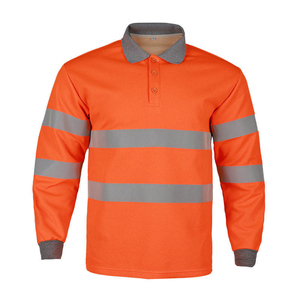 Chemises haute visibilité personnalisées, orange, manches longues, polo réfléchissant, vêtements de travail résistants au feu, polos de sécurité pour la construction - Product Image 1