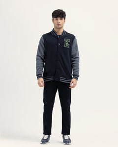 แจ็คเก็ตวาร์ซิตี้สีดำคุณภาพสูงสำหรับผู้ชาย คอตั้ง แขนหนัง แจ็คเก็ตเบสบอลแบบ Letterman สำหรับฤดูหนาว - Product Image 5