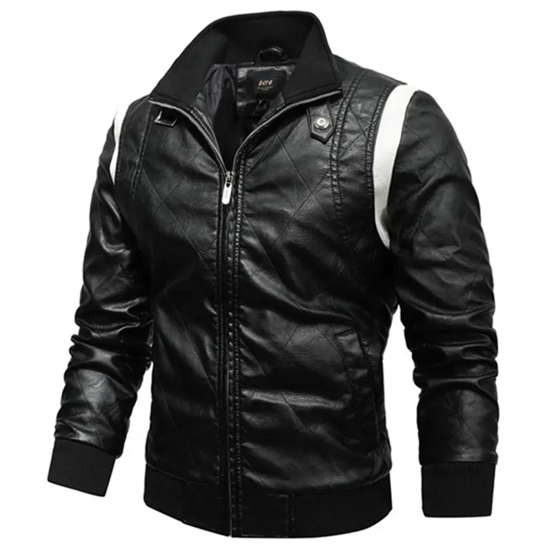 2020 New Design Large Size Men's Leather Jacket Stand Collar Trendy Motorcycle Leather Jackets