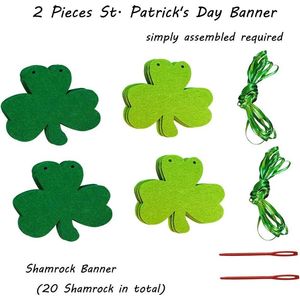 Decorazioni per la festa di San Patrizio, ghirlanda portafortuna irlandese con trifogli, striscione in feltro con trifogli. - Product Image 4