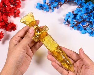 Espada de Cristal de Citrino Amarillo, Decoración para el Hogar, Cuchillo Decorativo de Cristal, Escultura de Cristal Hecha a Mano, Regalo Energético de Feng Shui, Coleccionable - Product Image 5