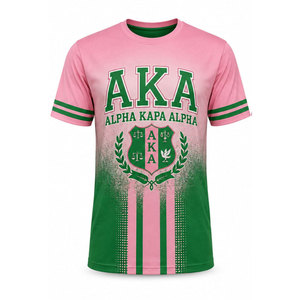 เสื้อยืด High Street AKA Sorority สีชมพูเขียว แขนสั้น พิมพ์ลายไล่ระดับสี คอกลม ทรงปกติ เสื้อยืดลำลองสำหรับผู้ชาย - Product Image 2