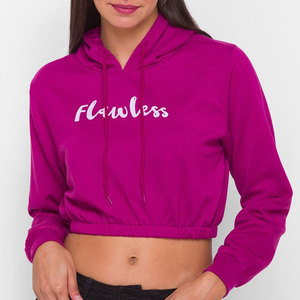 Sudadera con capucha corta para mujer, con estampado impecable, morada, de manga larga, estilo otoñal - Product Image 1