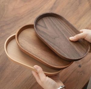 Oval Wooden Serving Tray Handmade Minimalist Solid Color Dishes & Plates - Product Image 1