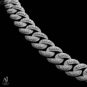 925 Sterling Silver Rhodium Plated Moissanite Cuban Link <b>Chain</b> Necklace Engagement <b>Iced</b> <b>Out</b> Bold <b>Chain</b> Jewelry for Men Women - Product Image 5