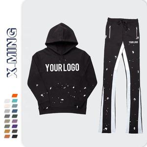Conjunto Deportivo Personalizado Unisex con Sudadera Beige y Pantalones Acampanados, Sudadera Larga y Pantalones Deportivos, Ropa Casual de Otoño - Product Image 6