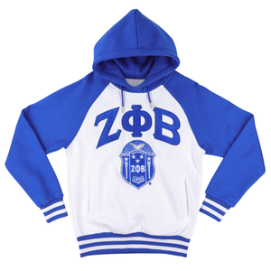 Sweat à capuche bicolore Zeta Phi Beta ZPB avec broderie chenille des lettres grecques, en polaire pour femme, vêtement haut de gamme - Product Image 1